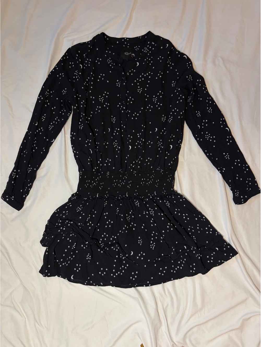 Rails Juliette Galaxy Stars Moon Smocked Mini Dress Black Size Small